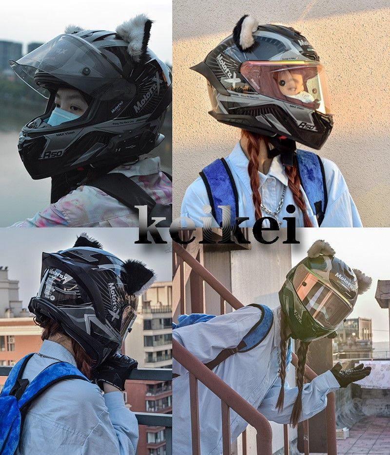 Decorative Cat Ears Accessory for Motorcycles, Electric Scooters, Kuromi Headwear, Helmet, Detachable 3D Motorcycle Accessory