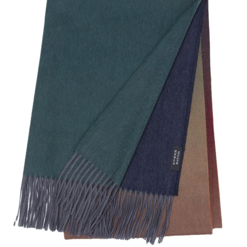 Mongolia Interior nuevo 60 ancho bufandas de cachemira pura otoño y invierno grueso Europa y América color gradiente agua ondulado chal