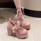 Pink Strap Princess Thick Heel Mary Jane French Retro Tiangao Fashion All-match Single-layer Shoes Women's Platform High-heeled Shoes