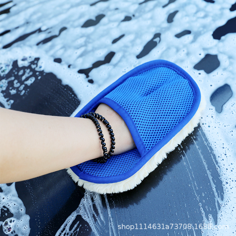 防羊毛洗车手套加绒擦车专用工具擦汽车内全套熊掌打蜡抛光手套