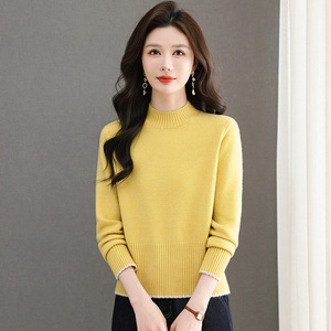 秋冬毛衣女2025新款纯色针织衫半高领内搭打底衫女装年轻款妈妈装，女装针织衫/毛衣，妃慕昵服饰