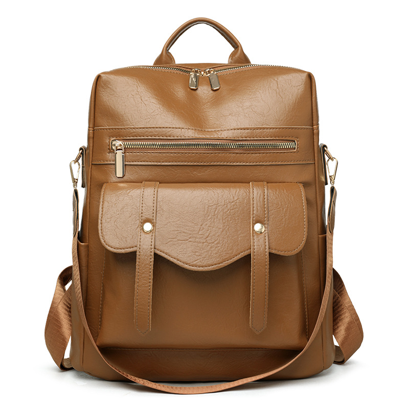 Mochila de cuero suave de comercio exterior transfronterizo para mujeres nuevo estilo retro moda británica universal mochila roja PU ocio de mediana edad