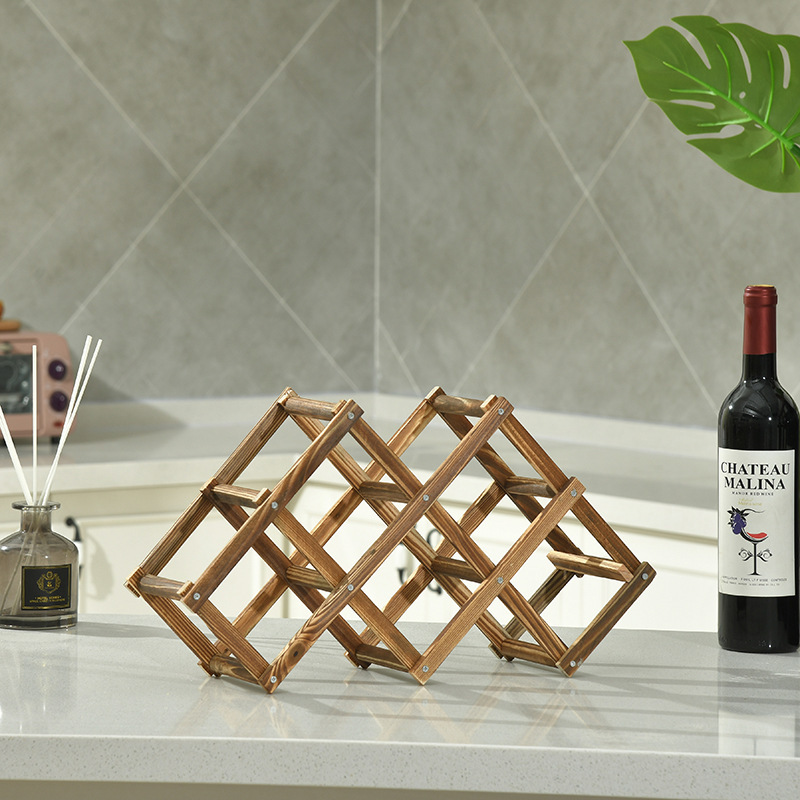 Estante para vinos plegable de madera, estante para vinos tinto de madera, soporte para vinos creativo, almacenamiento conveniente, venta directa de fábrica, portátil