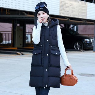 Foreign Trade Autumn and Winter New Style down Cotton Vest Women's Mid-Length Korean Style Slim Waistoutwear Versatile Outer Vest Jacket
