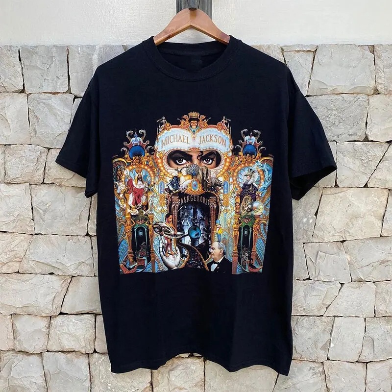Pure Cotton Short-Sleeve T-Shirt for Men Jackson European and American Michael Jackson Classic Trendy T-Shirt Tribute Short-Sleeve Pure Cotton Short-Sleeve T-Shirt for Men Jackson European and American Michael Jackson Classic Trendy T-Shirt Tribute Short-Sleeve