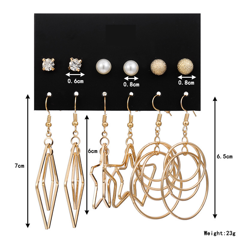 6 Pairs Fashion Flower Alloy Plating Inlay Artificial Gemstones Pearl Womenu0027S Ear Studs