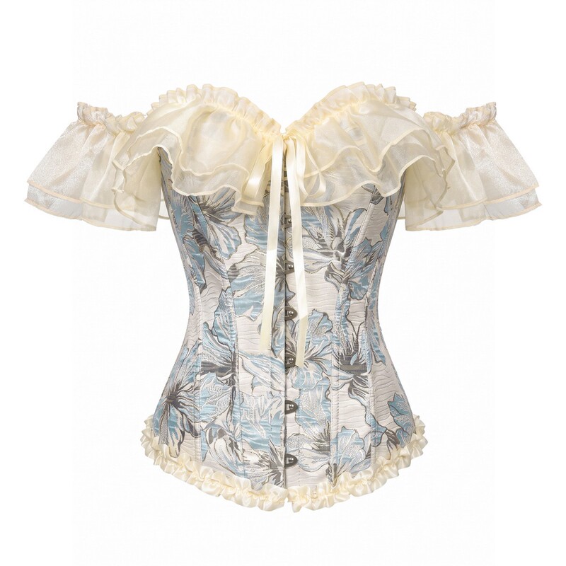 French-style fishbone corset with lace print, tight-fitting bustier for women, fishbone shapewear for outerwear French-style fishbone corset with lace print, tight-fitting bustier for women, fishbone shapewear for outerwear