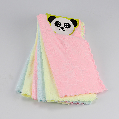 Pack of 5 coral velvet card towels, household rags, small towels, water-absorbent children's face wash coral velvet square towels