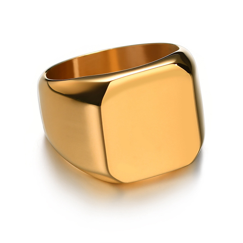 Retro Simple Style Square Oval 304 Stainless Steel Plating 18K Gold Plated Unisex Wide Band Rings Rings display picture 1