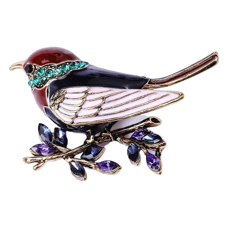 Esmalte de alta gama temperamento simple volando tragar Urraca broche europeo y americano diamante abrigo mujer suéter pin cap accesorios