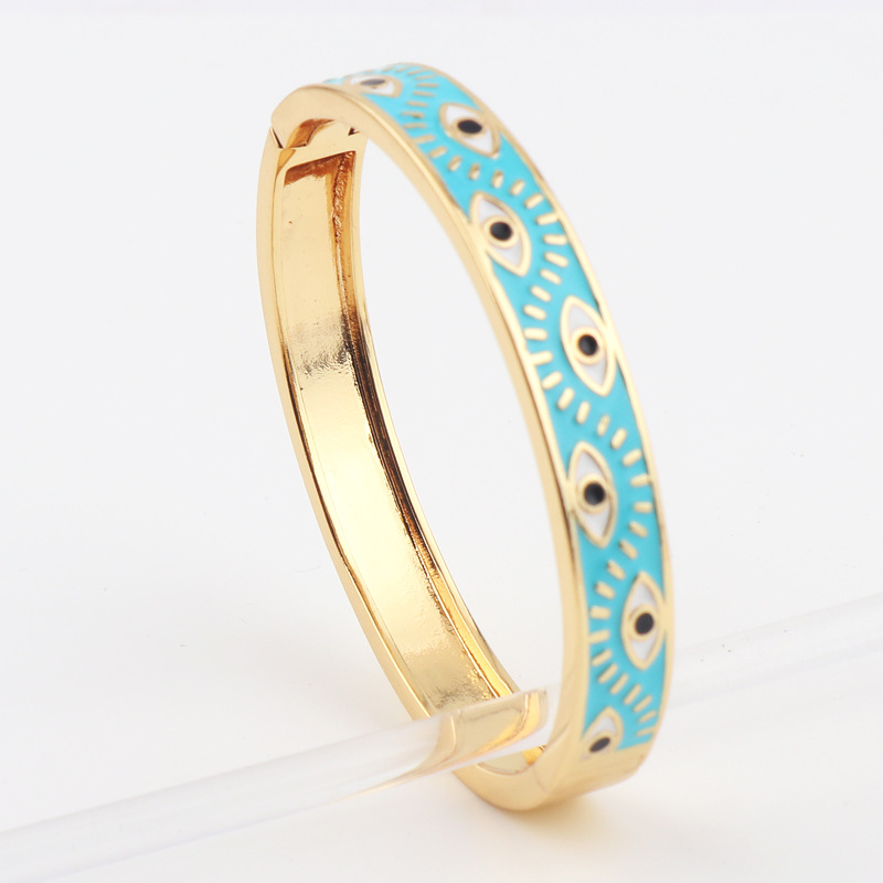 Women'S Gender Fashion Devil's Eye Copper Bangle Contrast Collar Copper Bracelets