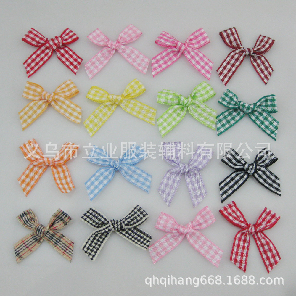 多色现货1厘米格子织带服装用蝴蝶结约35mm 装饰领结玩偶饰品配件