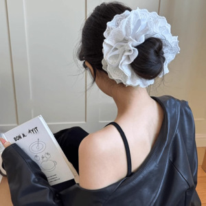 法式温柔大肠发圈女高级感扎发头绳小众百搭发绳慵懒风低马尾发饰|undefined