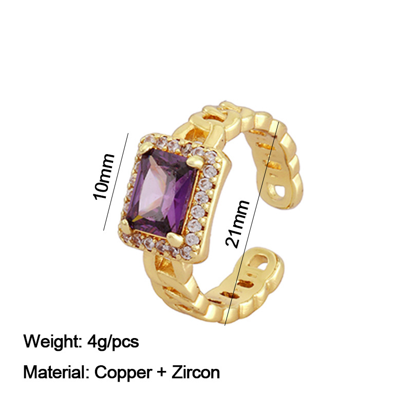 Fashion Square Copper Inlaid Zircon Rings display picture 1