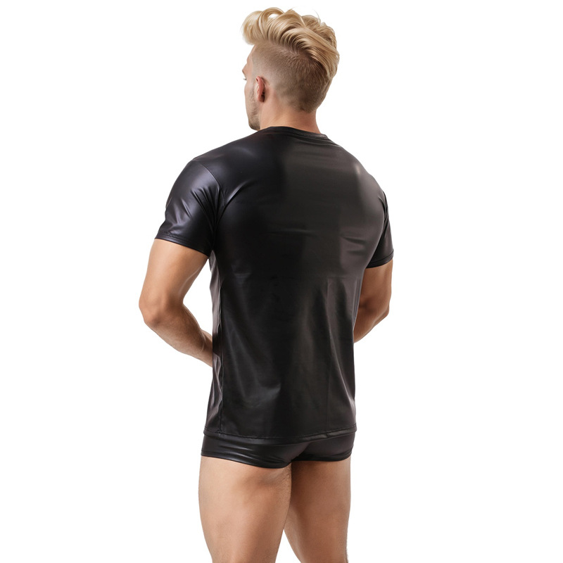 Hombre sexy ropa interior chaleco cuello redondo bar camiseta espectáculo de escenario camisa de manga corta al por mayor MP075