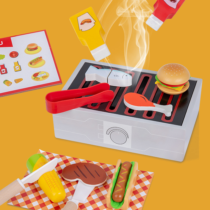 Fábrica directa en línea para niños niñas cocina pequeña juguetes de barbacoa set menú regalo de cumpleaños