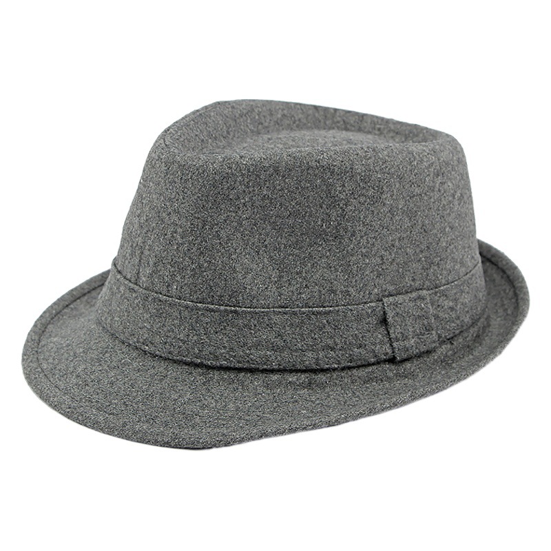 Sombrero de lana para hombre Otoño e Invierno franela simple tablero ligero sombrero bombín hombres y mujeres sombrero de jazz retro británico sombrero de caballero