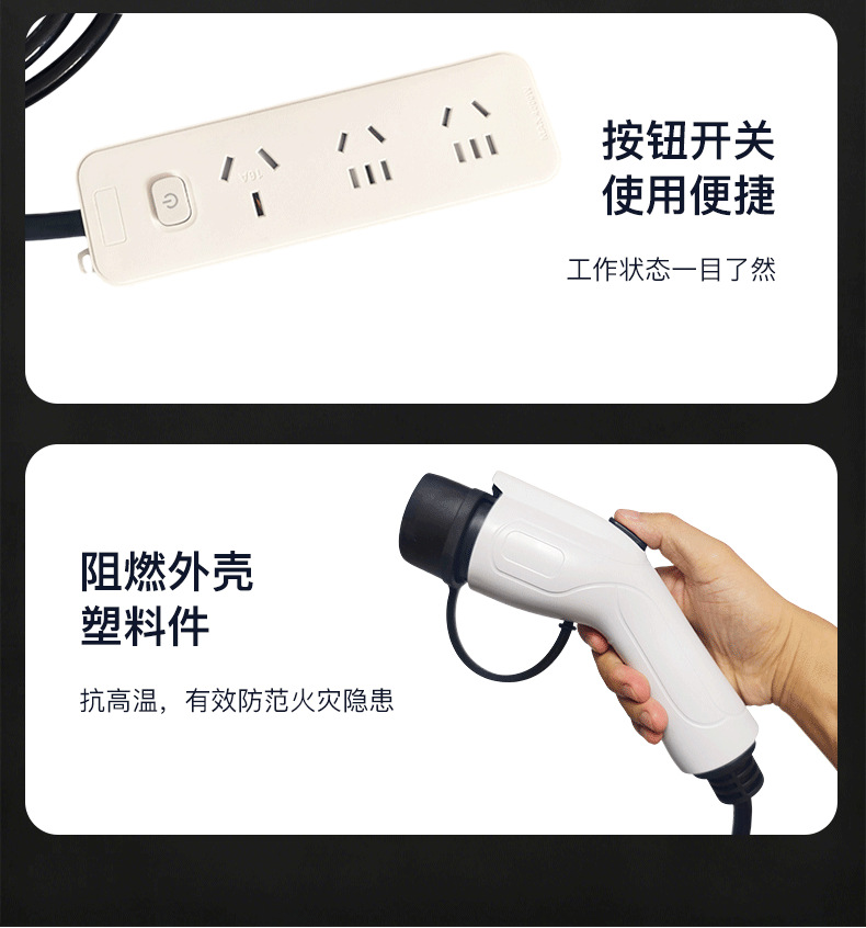 New energy vehicle discharge gun, vehicle-mounted external power strip, portable vehicle reverse power socket for outdoor camping