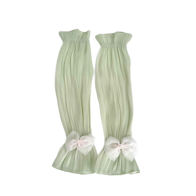 Mangas de hielo, mangas de protección solar, verano, nuevo estilo, temperamento elegante, gasa de malla, lazo, mangas abullonadas sueltas, protección de mangas, protección de brazos