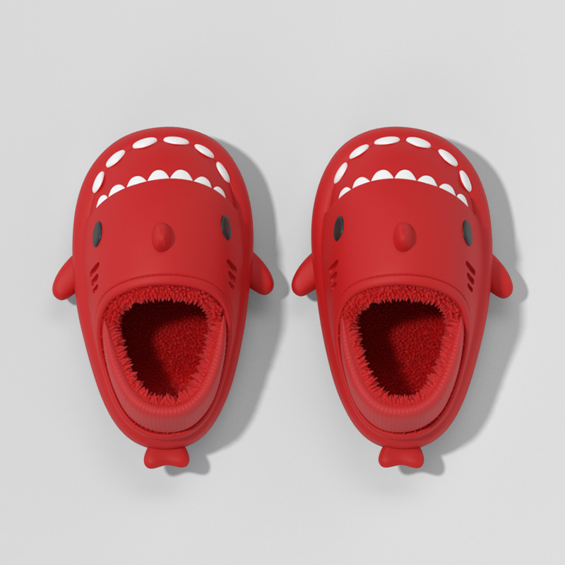 Adultos Fondo suave tiburón algodón zapatillas mujer pareja Eva felpa zapatos de algodón invierno impermeable grueso felpa inferior felpa hombres 8733