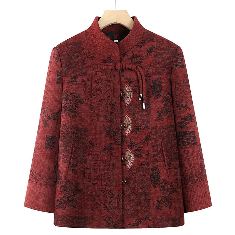 Среднего и пожилого возраста женская национальная куртка в стиле мама костюм старушка весенняя одежда 2025 новая бабушка весенний топ