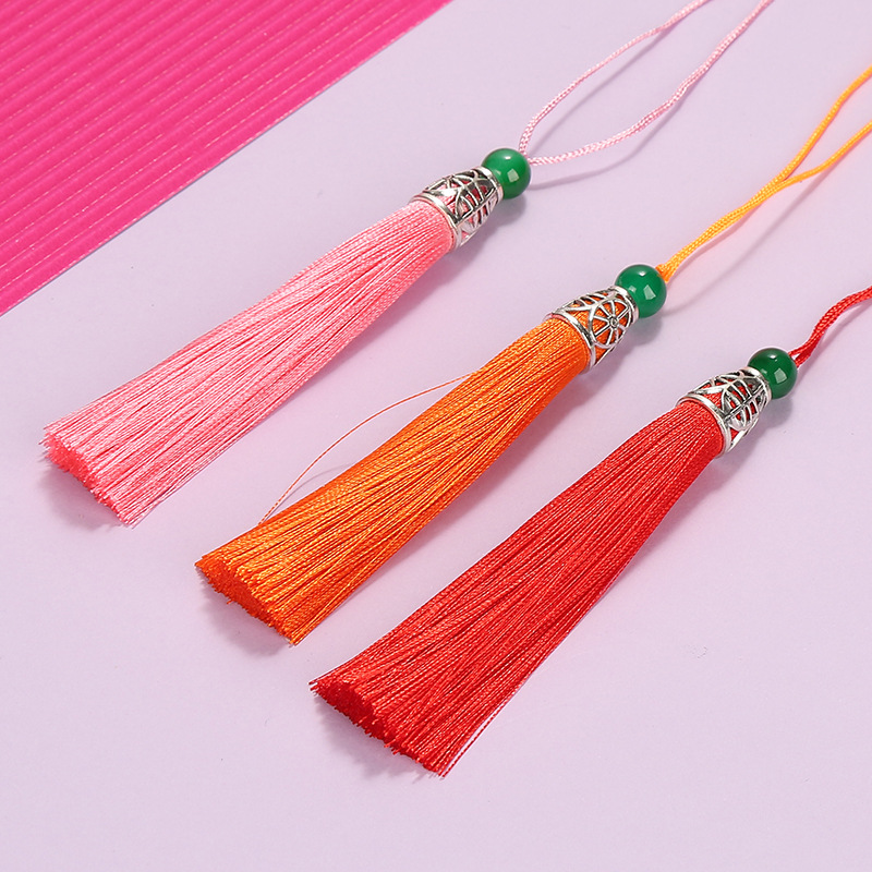 8CM Chinese Character Hat Tassel Chain Green Bead USB Flash Drive Bookmark Lanyard Phone Case Jewelry Box Small Tassel Pendant Wholesale