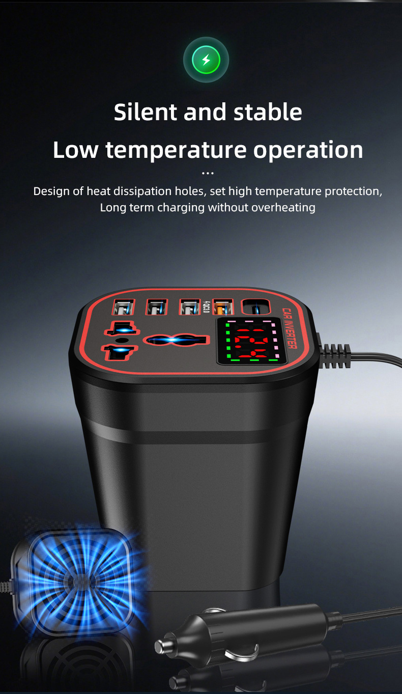 Car Inverter 12V24V to 220V Power Converter Multi-Function Car Socket Charger Mobile Phone Fast Charging