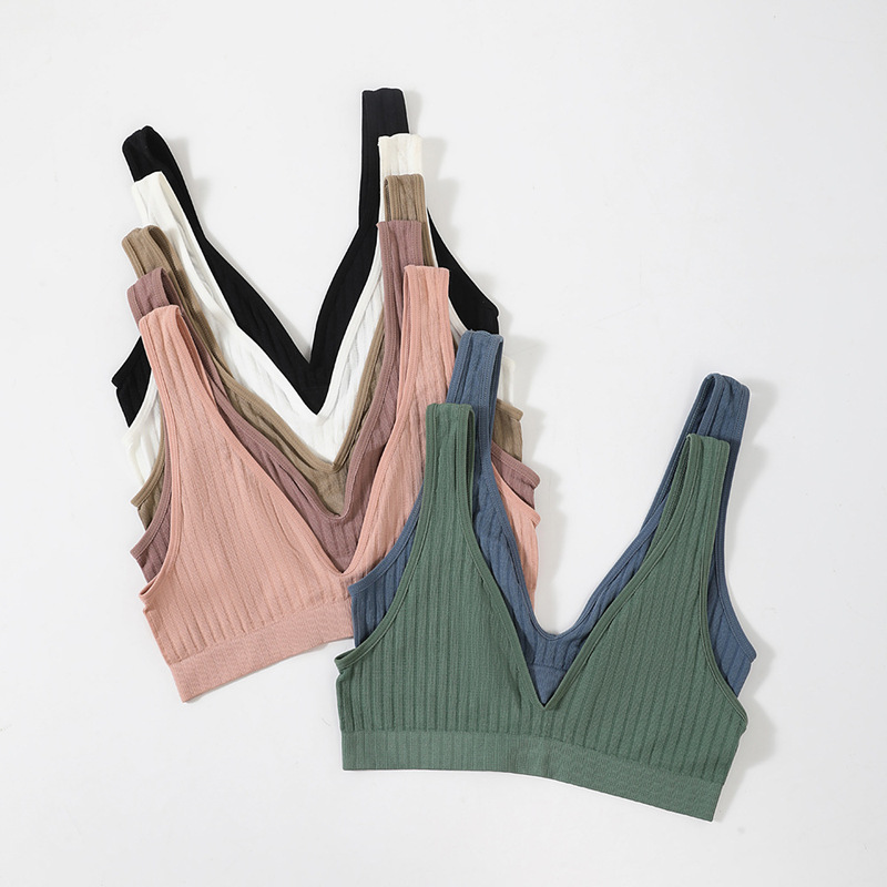 Cross-border French Style Deep V plus size Bra Base Clothes Women's Sexy Sports Yoga Breast Wrapping Seamless Beautiful Back Sleeping Underwear