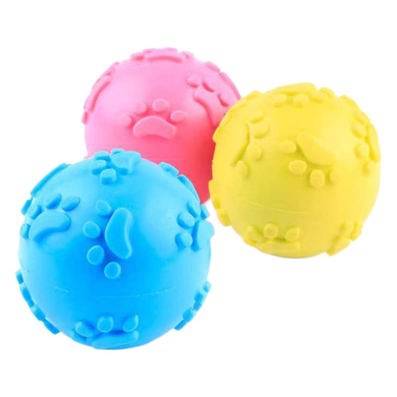 Perro sonido juguete pelota de juguete de goma Golden Retriever Teddy huellas bola elástica molares de tamaño pequeño y mediano juguete para mascotas