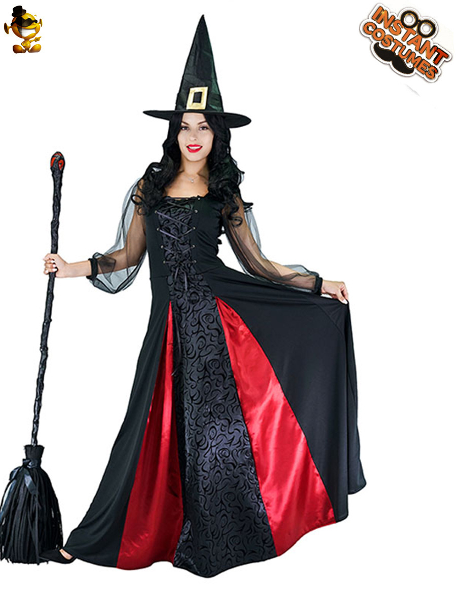 Halloween adulto malvado bruja traje niña grande Halloween partido bruja juego de rol traje de rendimiento image 1