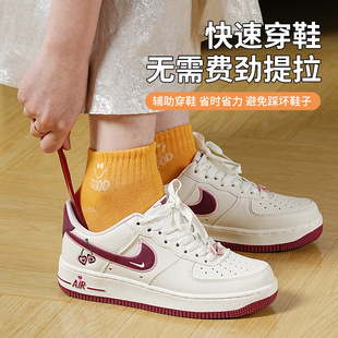 2024 Short Handle Shoe Pullout Small Mini Folding Continuous Household Shoe-lifting Shoe-wearing Artifact Portable Plastic Shoe-smoking Lazy Person