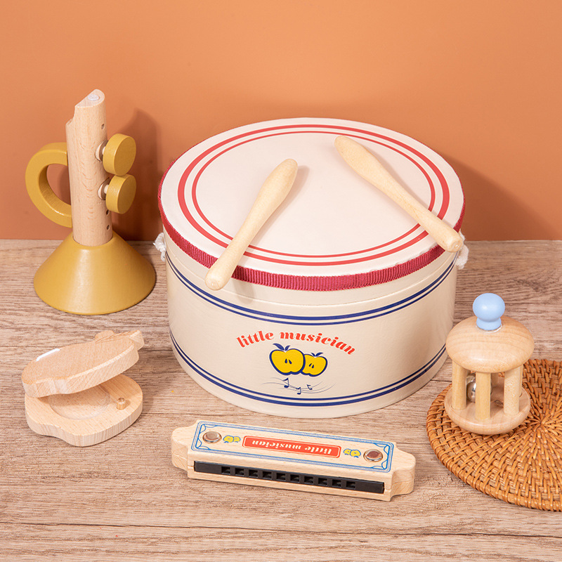 Simulación de madera pequeño músico caja de madera Orf percusión educación temprana música iluminación juguete puzzle