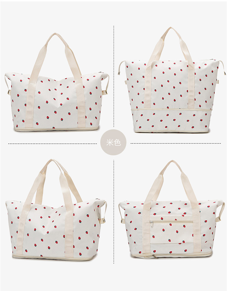 Nueva fresa pequeña, fresca, gran capacidad, expansión telescópica, bolsa de viaje, deporte de natación, bolsa de fitness, bolsa de almacenamiento para estudiantes