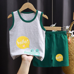 Children's undershirt set pure cotton sleeveless girls' summer wear Korean style children's new summer boy two-piece set wholesale