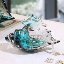 轻奢水晶客厅古法琉璃海螺摆件饰品收纳盒玄关钥匙玻璃花瓶工艺品