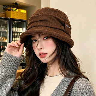 秋冬季羊毛呢盆帽时尚气质优雅妈妈帽子女户外出游百搭卷边渔夫帽