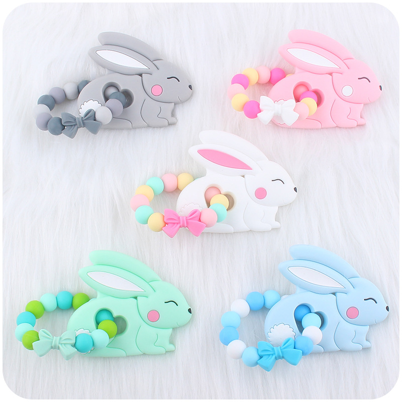 Infantil chupete cadena bebé creativo animal de dibujos animados conejo mordedura molar pulsera juguete