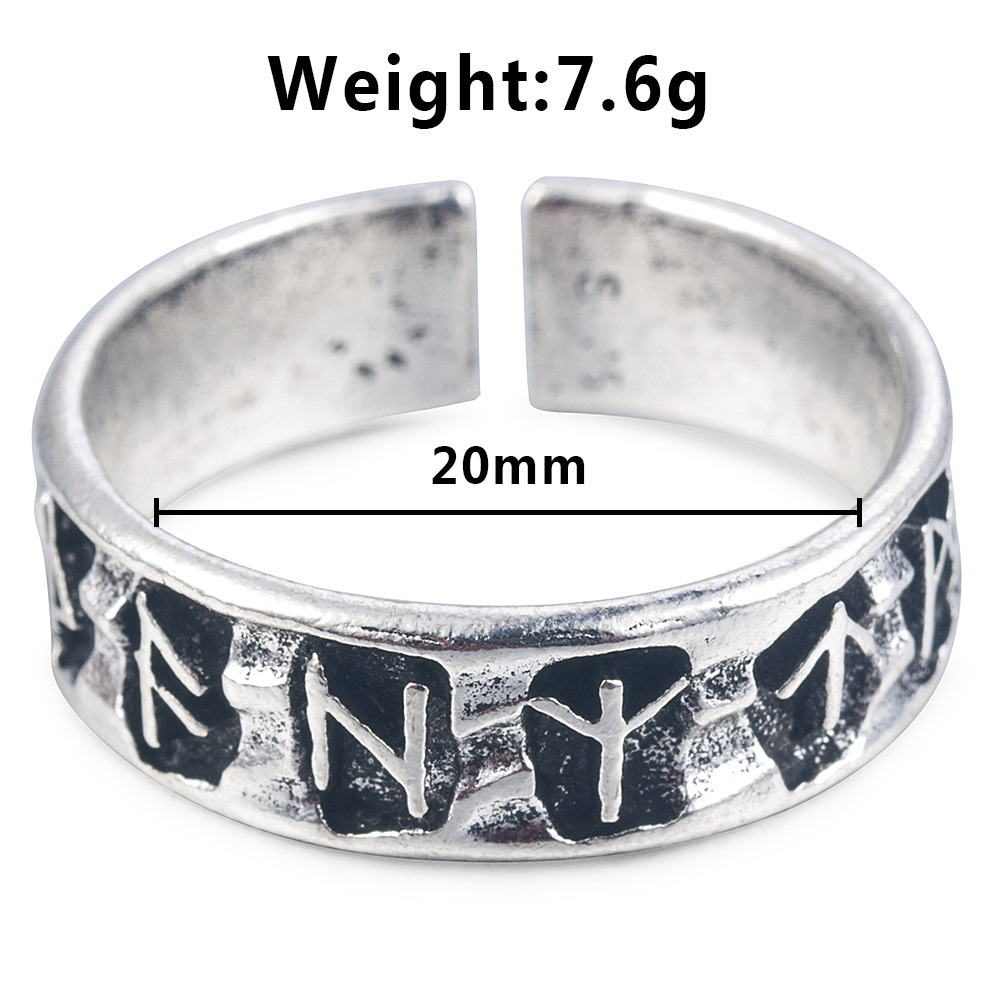Anello regolabile in lega vintage con simbolo geometrico aperto vichingo per uomo all'ingrosso_voghion.com