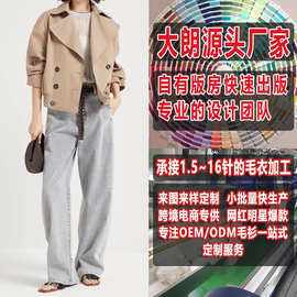 春夏女款宽松气质圆领落肩袖镂空针织衫大朗毛衣看图打版加工定制