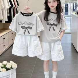 女童夏套装2026新款儿童夏季超火女童装小女孩独特漂亮衣服短袖T