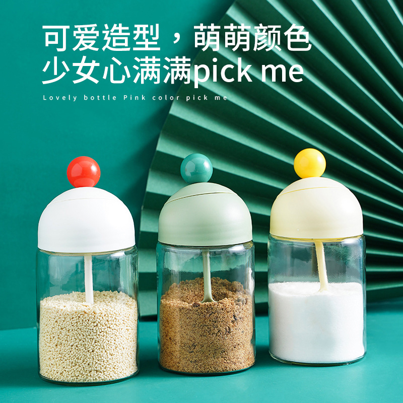 Sealed Moisture-Proof Spice Jar, Kitchen Open-Sided Angled Insert Bottle, Dual-Purpose Condiment Bottle, Salt Jar, MSG Bottle, BBQ Seasoning Bottle