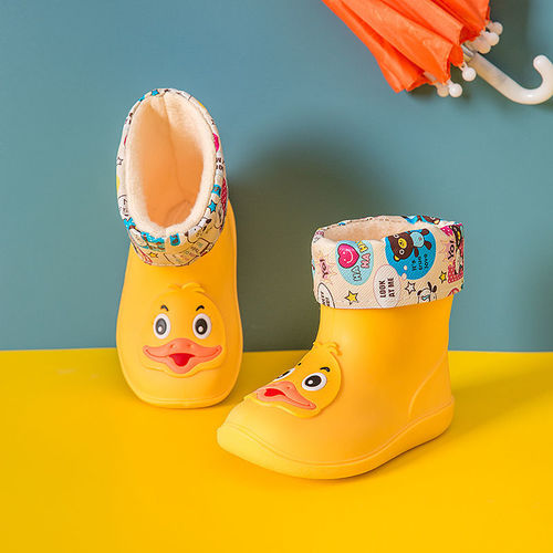 Baby Rain Boots for Girls and Boys, Non-Slip Waterproof Winter Snow Boots for Kids, Cute Girls' and Boys' School Rain Boots with Warm Liner