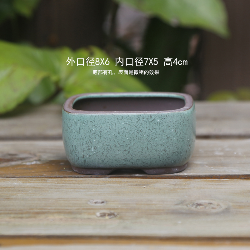 親指のたらいのミニ手作りは紫砂の粗い陶陶磁器の桃の卵の葉をまねて苗を挿します。|undefined