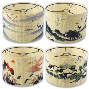 New Chinese Bamboo Lampshade Hotel Bedroom Living Room Home Decoration Chandelier Table Lamp Plant Pattern Bamboo Lampshade