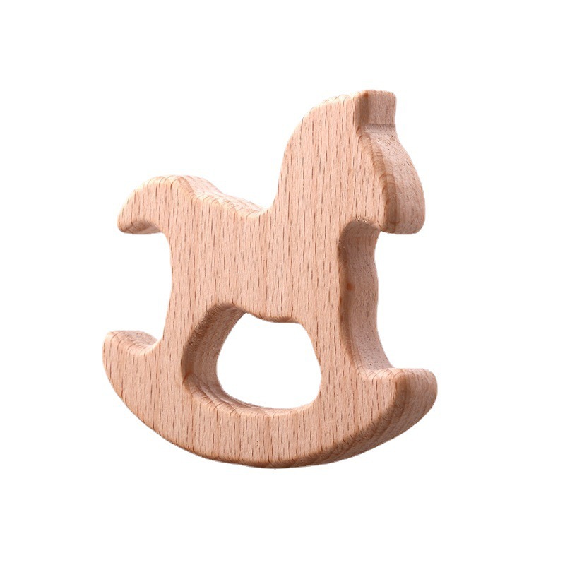 Suministro directo de fábrica al por mayor de animales de haya, anillos de madera, molares de madera para bebés de madera, juguetes y accesorios de joyería