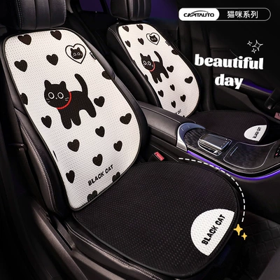 Four Seasons Pad — Breathable Four-Season Seat Cushion - black-and-white-two-seats-universal-seat-cushion-please-leave-a-message-about-the-model-year-when-placing-an-order