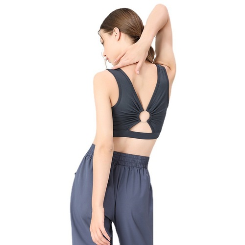 Hollowed-out sports bra for women, running shockproof, beautiful back design, yoga backless top, thin style, shaping high-intensity fitness bra