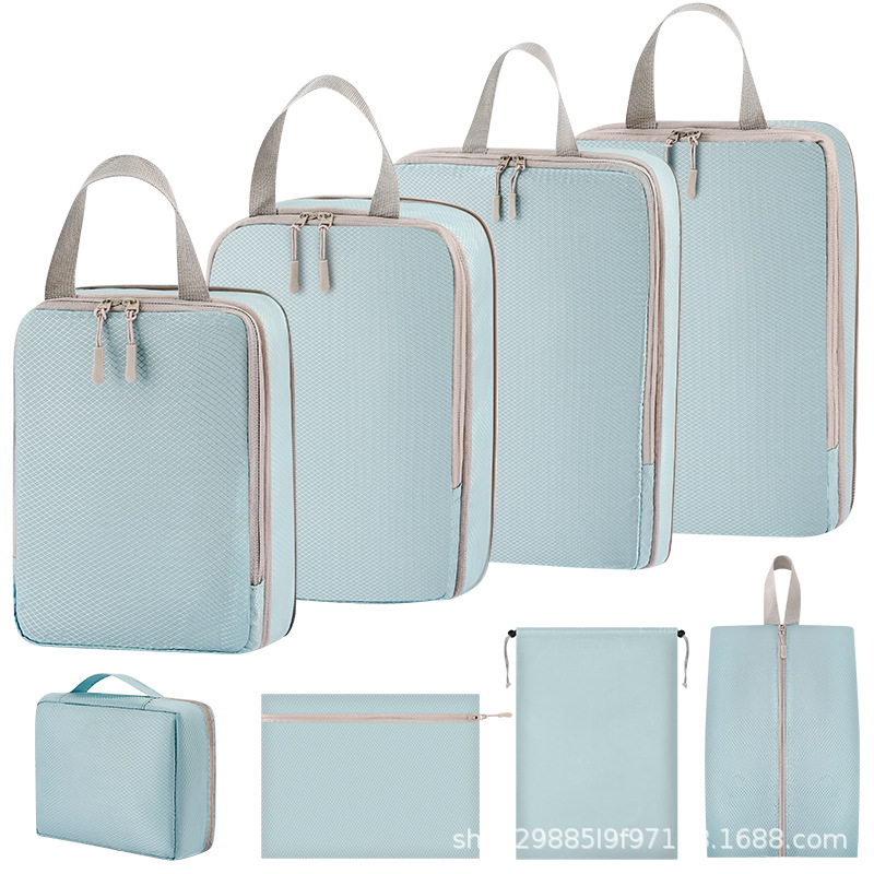 4 피스 워시 백 플랫 포켓 백 신발 가방 [8 피스 레이크 블루]]