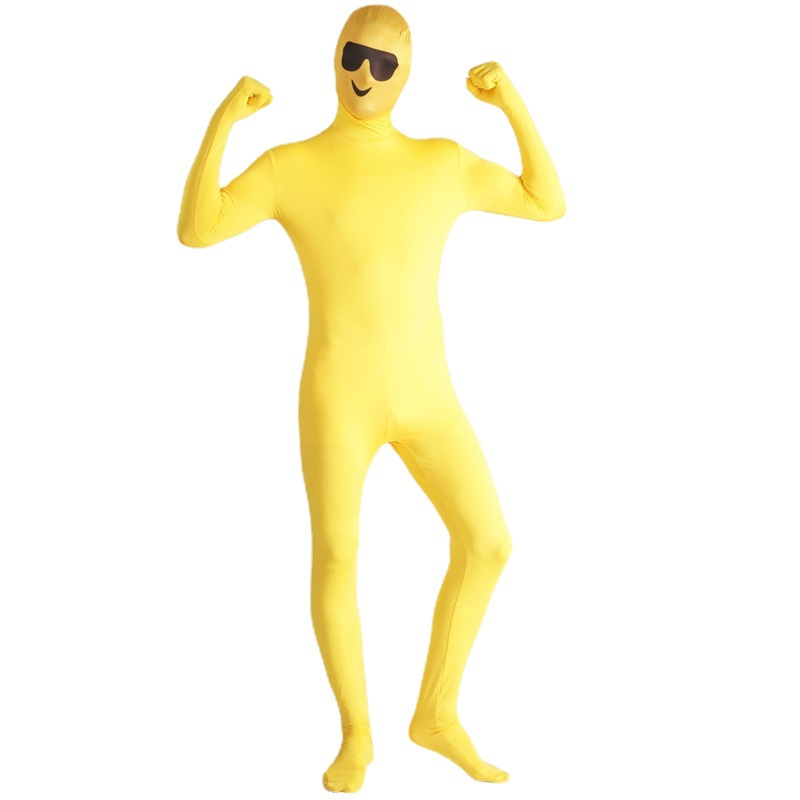 Adultos de Halloween divertido amarillo expresión invisible mono traje divertido de los hombres y las mujeres del partido traje