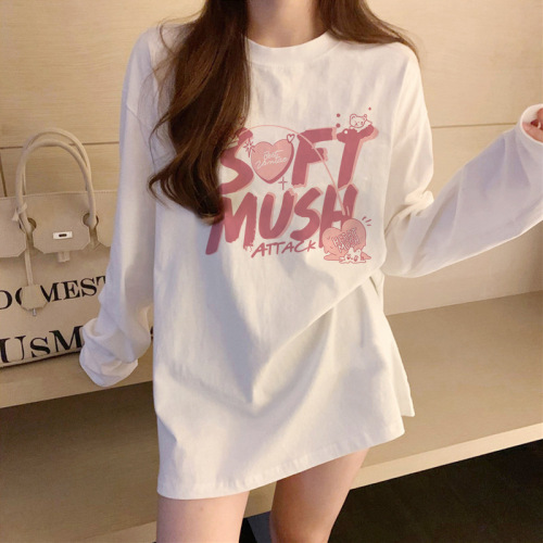 Cotton White Base Shirt Women's Innerwear 2025 Spring Collection New Loose Stylish Versatile Long Sleeve T-Shirt Women's Top